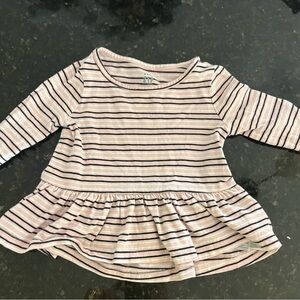 GAP Pink and Black Striped Long Sleeve Kids Tee